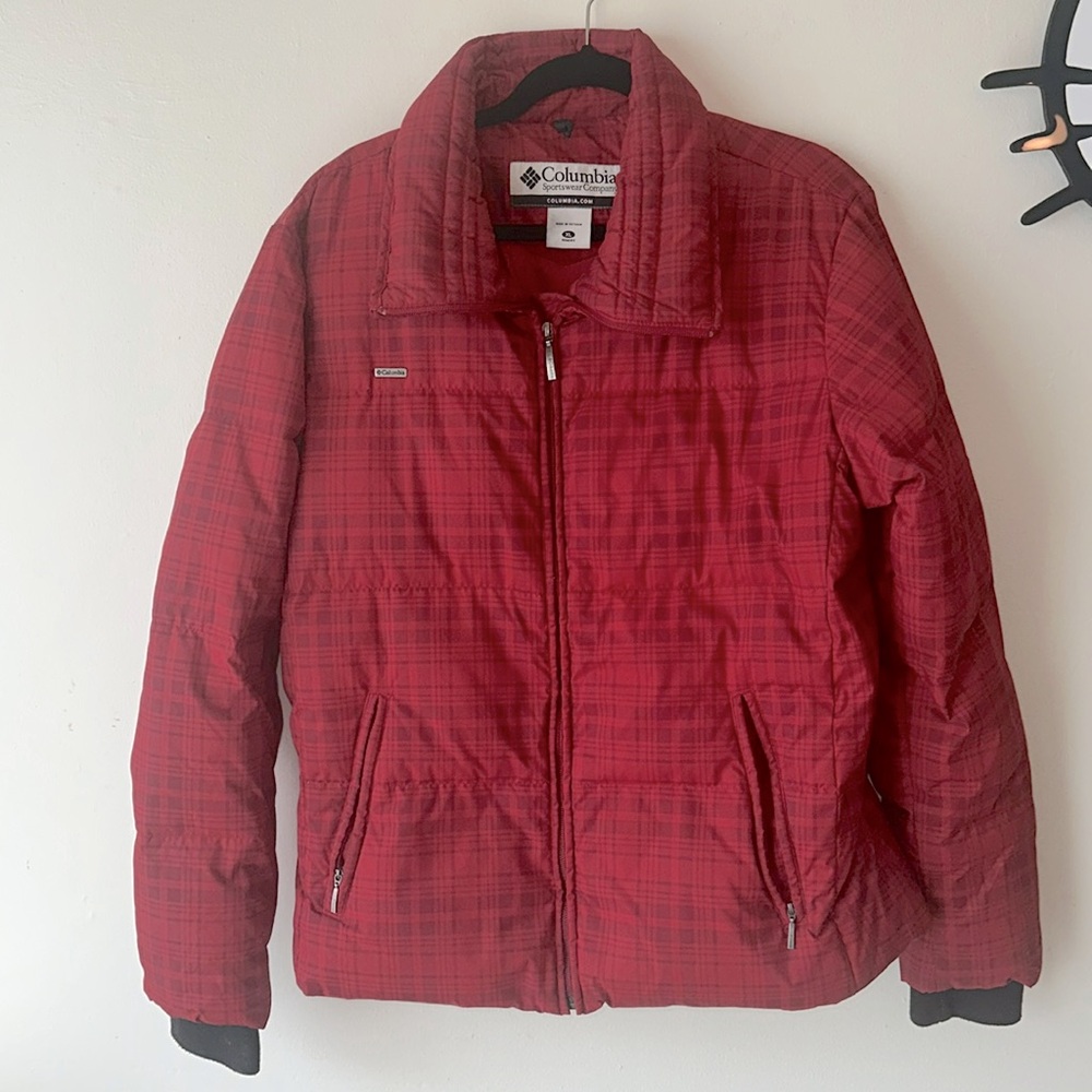 Columbia Women's Down Puffer Snow Winter Jacket (60%), Red, Full Zip, Sz XL